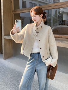 洋气时髦短款毛呢外套女2025秋冬季新款韩版显瘦气质双面羊毛上衣图片