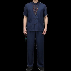 BZ2002钱塘2020-2亚麻休闲短袖长裤中老年套装精品主推大货P85图片