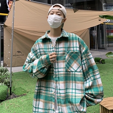 A720-P40秋季新款长袖格子衬衫男士潮流宽松休闲衬衣外套男，男装衬衫，星座512-6