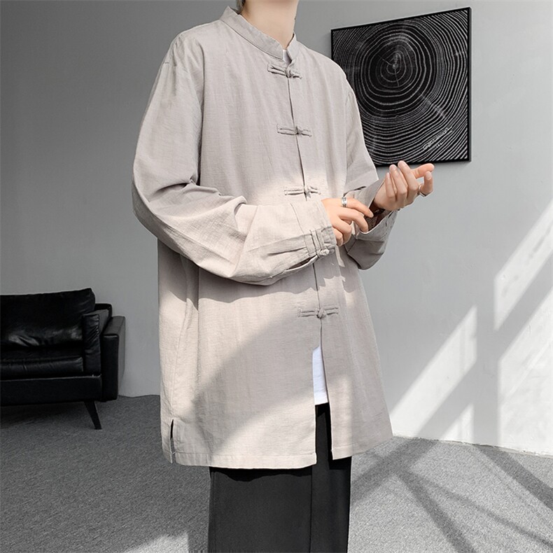 2025夏季新款风大码盘扣衬衫男棉麻透气上衣A008/CS661/P65,男装衬衫,电商A008