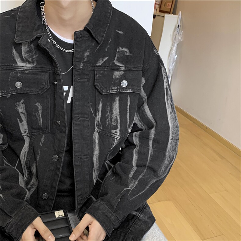 扎染牛仔外套男女春秋2024年复古bf百搭工装夹克上衣~JK3603-p70,男装夹克,星座601-2