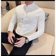1506A/GW335610/P42美式复古立领衬衫男设计感暗扣修身型长袖，男装衬衫，星座1506A