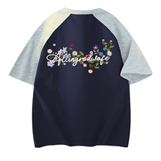藏青拼花灰袖