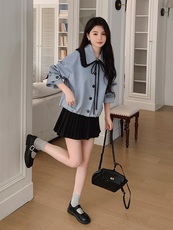 巴恩风学院时尚拼接双层领可脱卸外套ZB285-1909-P145-K215，女装短外套，浙宝285（原212）