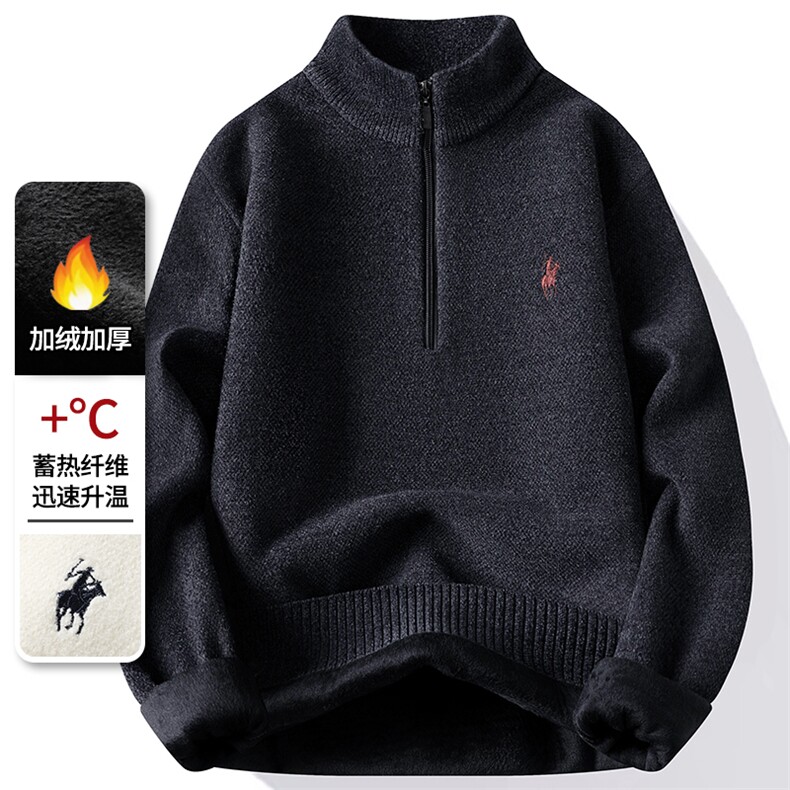 雪貂绒半拉链加绒加厚毛衣冬季一体绒保暖毛线针织衫7179-P48元,男装针织衫/毛衣,星座1706