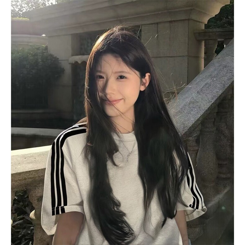抖音得物品质二开240克宽松纯棉美式潮牌印花三条杠中性风短袖T恤,男装T恤,电商A486-1