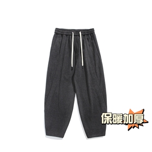 白底平铺 冬季加厚抗起球呢料哈伦裤宽松大码萝卜裤小脚男872-P65图片