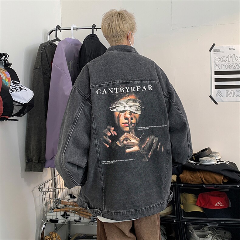 直播品质美式高街扎染印花复古水洗牛仔衣潮流夹克外套NZ18特65,男装夹克,电商A486