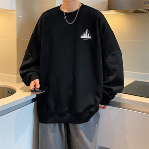 Y5038 P30港风刺绣圆领卫衣男宽松长袖T恤打底衫外套图片