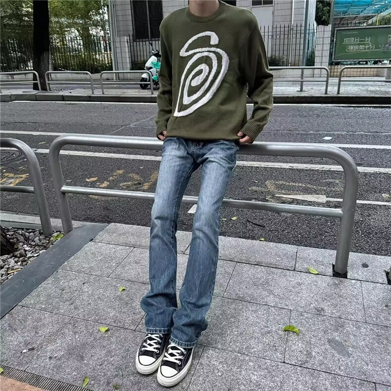 高街微喇牛仔裤男修身显瘦裤子窄版直筒长裤H2036P45,男装牛仔裤,星座1112-1