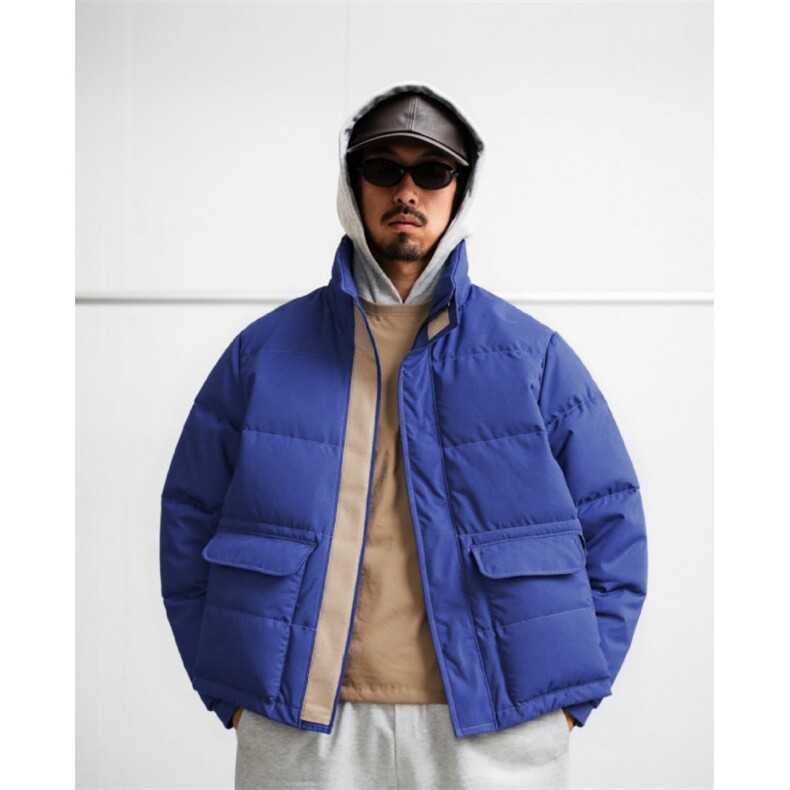 新款立领羽绒服男轻量白鸭绒工装风宽松保暖多口袋厚外套，男装羽绒服，星座112A