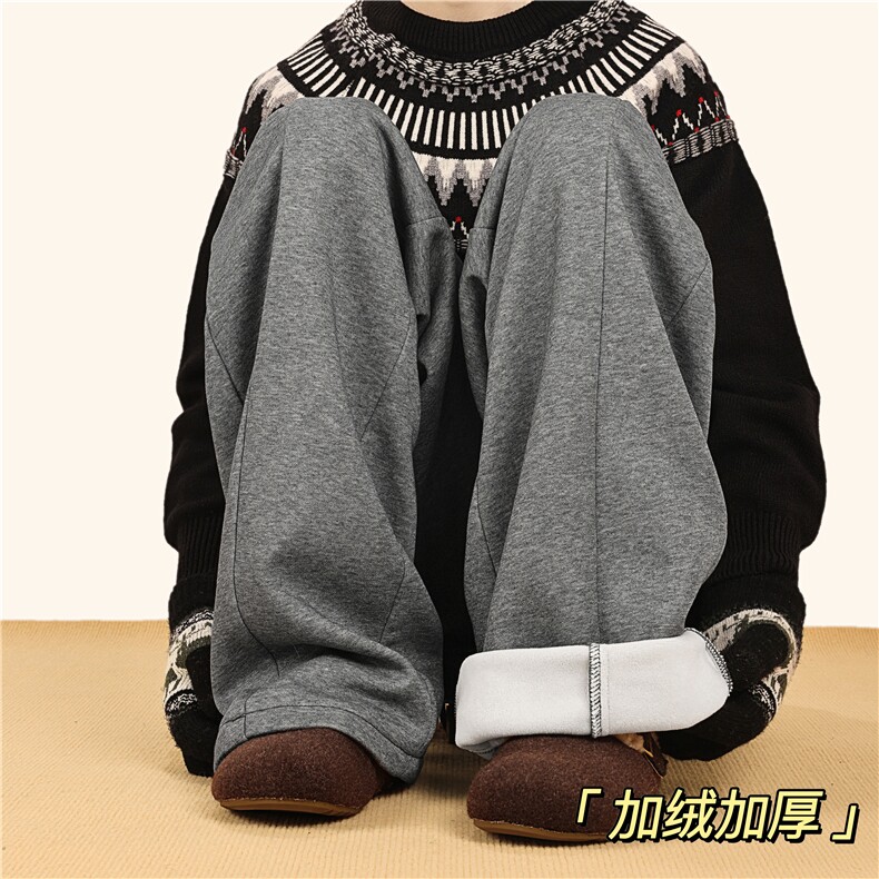抖音品质美式休闲百搭设计宽松加绒卫裤B315-K25885JR-特p42控79,男装休闲裤,电商B315