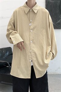 早秋新款千鸟格长袖衬衫宽松青年衣服男 A071-C09-P38图片