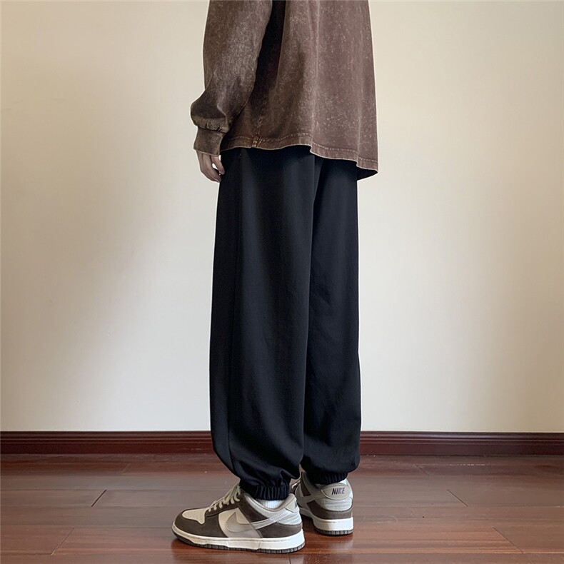 抖音直播得物2025秋冬港风新品纯色运动裤卫裤K019P45,男装休闲裤,电商042