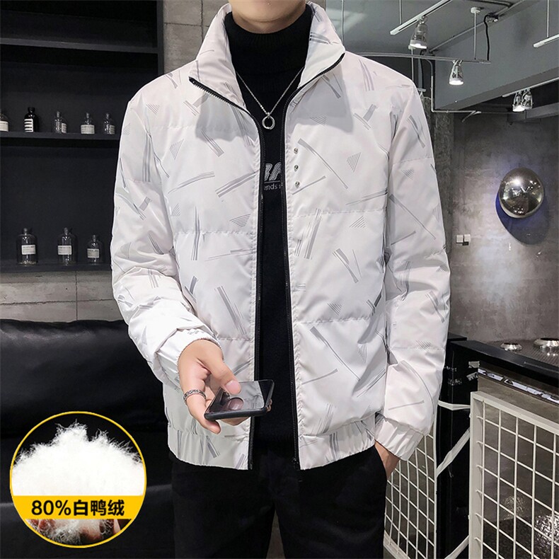 312A-9908-P185 2025冬季新款时尚羽绒服短款外套男80%白鸭绒D图片