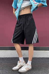 夏季美式高街hipho泡泡肌理速干运动五分短裤货号DK25155特P26图片