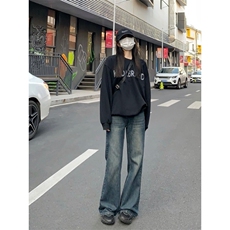 复古水洗做旧宽松直筒高街牛仔裤男女休闲裤N8822-P50，男装牛仔裤，星座208-5