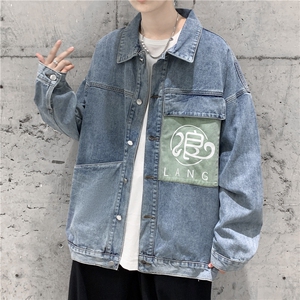 jk631-p75-限价98港风日系中性大码牛仔外套潮牌ins宽松夹克