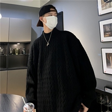 高品质秋款男圆领套头毛衣波浪线条纹针织衫鹿毛绒外套MY022-P50，男装针织衫/毛衣，星座308B-1