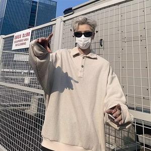 针织衫男士韩版潮流高街帅气衬衫领帅气2024冬季ins毛衣MZ568-P57图片