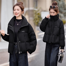 现货主推短款立领加厚保暖白鸭绒羽绒服女2025冬新款，女装羽绒服，余墨
