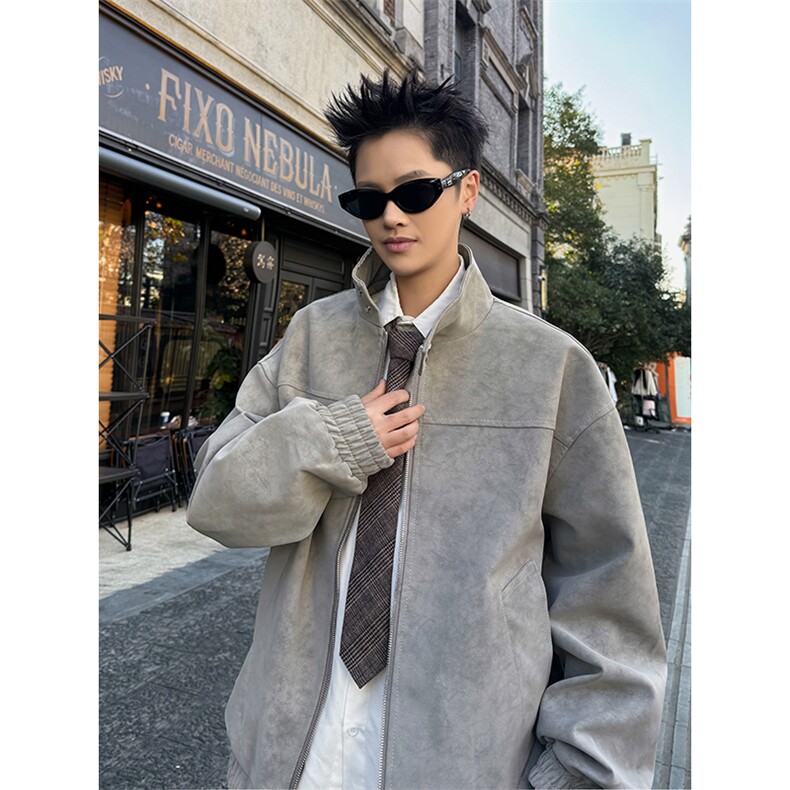 春季抖音得物品质扎染PU皮衣立领雾面皮夹克外套男6153-TP43,男装夹克,星座207