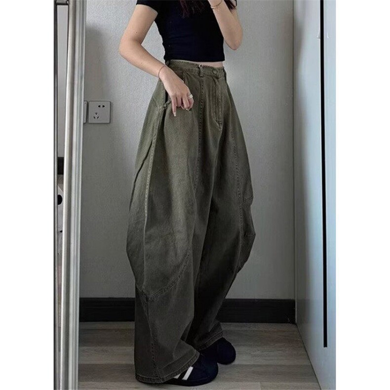 文艺潮流美式复古军绿色工装裤慵懒ins原宿日系新款简约N6075,男装牛仔裤,星座1116A（原606A-3）