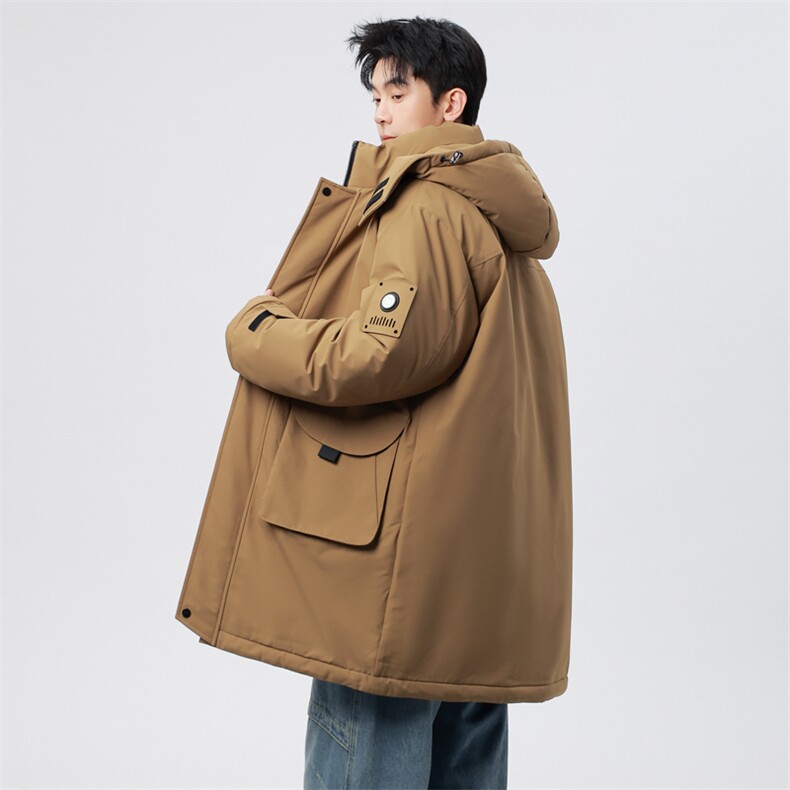 自家图有视频中长款棉服连帽登山情侣聚热保暖工装棉衣M2573p110,男装棉衣,电商D315