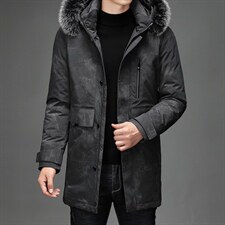 新款中年羽绒服可脱卸狐狸毛领休闲冬装外套爸爸装BJY08228-P390图片