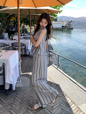 休闲气质条纹背心阔腿裤套装女夏2025新款两件套爆款高级感超好看，女装套装/套裙，浙宝276（原081）