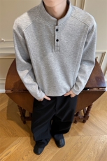 高克重曼巴棉300g拼接休闲亨利领大码长袖T恤男T24507-特P30控58，男装T恤，电商A001