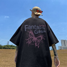 已注册/夏季外景纯棉ins潮牌圆领短袖T恤男宽松体恤衫DT9693/P25，男装T恤，电商B316