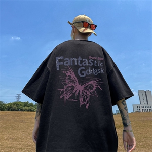 已注册/夏季外景纯棉ins潮牌圆领短袖T恤男宽松体恤衫DT9693/P25图片