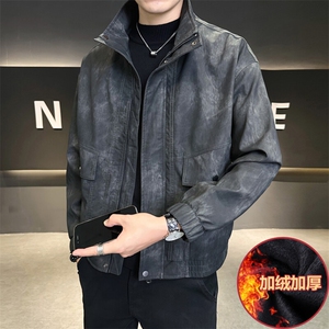 加绒皮衣男大货宽松PU皮夹克高级感外套C317-J806-P165图片