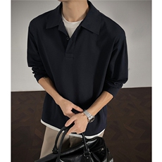25秋装新品珠地棉假两件polo衫男长袖T恤打底衫H1117特P39，男装Polo衫，电商A341