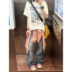 T580-P25 复古风光印花纯棉短袖 男女同款宽松上衣图片