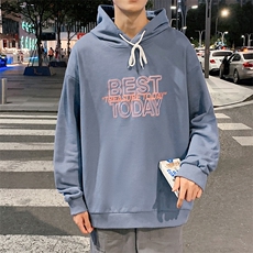WY2181-P35加绒款-P40纯棉连帽卫衣男大码运动帽衫宽松薄外套男，男装卫衣，电商A040