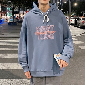 WY2181-P35 加绒款-P40 纯棉连帽卫衣男大码运动帽衫宽松薄外套男图片