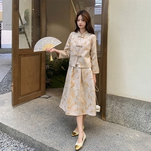 女长袖2026年春季纽扣成人四季中式女装女士精品套装学图片