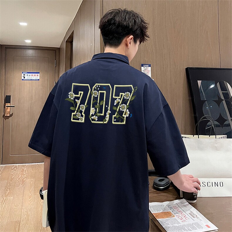 可设48小时支持抖音得物来样二开 网眼透气翻领t恤美式短袖POLO衫图片