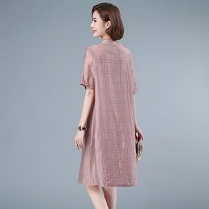 天丝连衣裙女2024夏新款时尚宽松大码中年妈妈薄款直筒中长款裙子图片