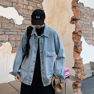 春季新款港风男士宽松牛仔外套百搭夹克外套1008-2-JK3868-p55，男装工装外套，星座1008-2