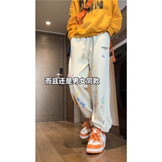 抖音品质潮流泼墨印花百搭多色宽松休闲卫裤B315-K23431-p50控78，男装休闲裤，电商B315
