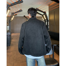 美式复古麂皮绒拼接外套男春秋款高街潮牌小众情侣装飞行机车夹克，男装夹克，星座410-7