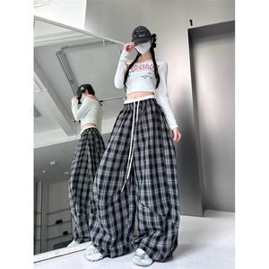 新款宽松休闲裤男韩版潮流百搭裤子坠感阔腿拖地长裤K0848-P48图片