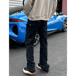 有货。高街cleanfit裤子黑色牛仔裤男修身微喇vibe裤子RK3367-P42图片