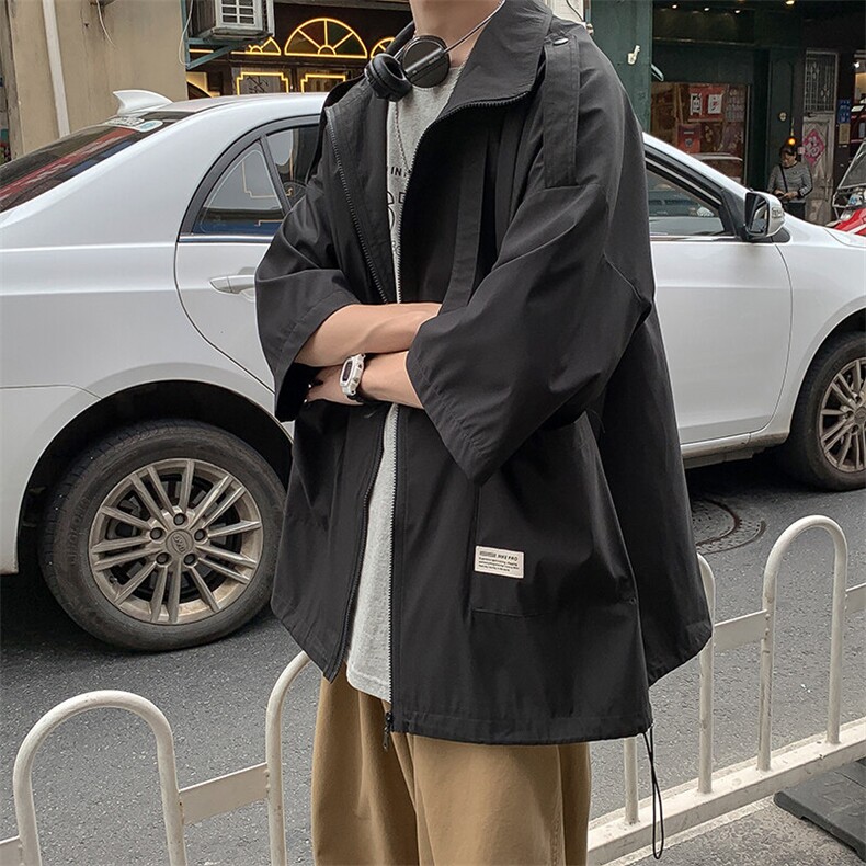 薄款夹克男女潮ins宽松百搭外套韩版潮流慵懒风七分袖上衣J12,男装夹克,电商A320