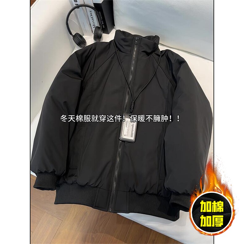 现货美式高街休闲棉衣夹克三防立领纯色户外工装加厚棉服外套,男装夹克,电商A486