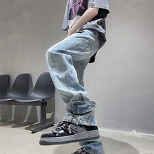 牛仔裤男夏季潮牌宽松大码休闲裤子高街设计感N8084P55，男装牛仔裤，星座1116-2