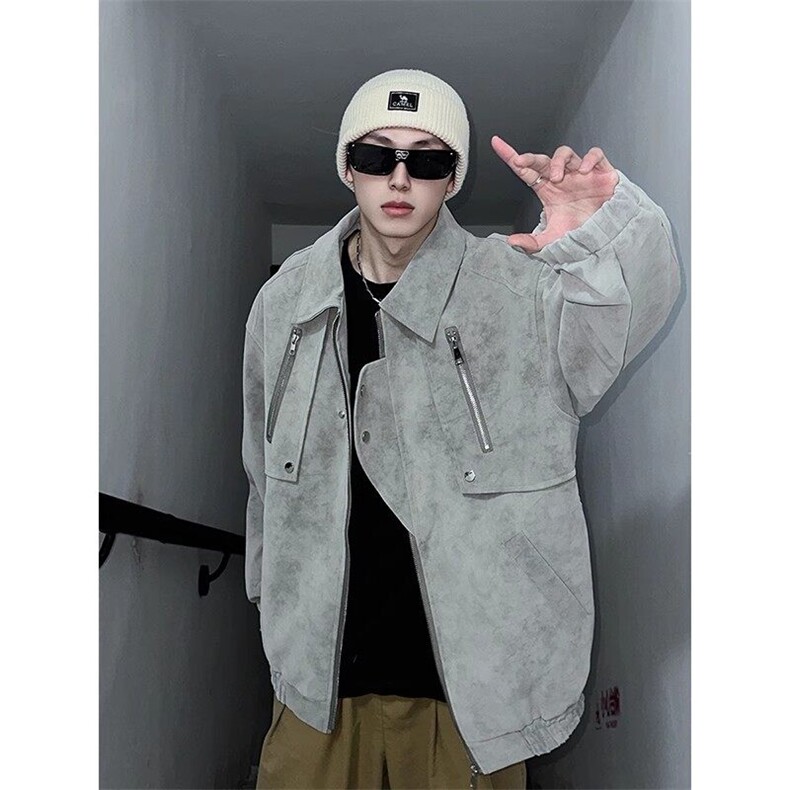 现货得物抖音品质皮夹克做旧复古外套JK311P70,男装夹克,星座1904A